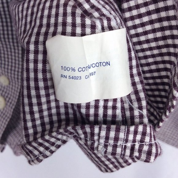 Gap Shirt Mens Size XL Burgundy Red Gingham Check Plaid Long Sleeve Button Down - Picture 5 of 5